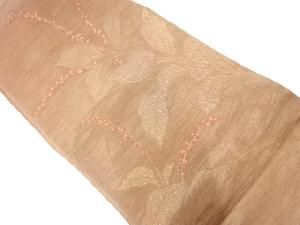 アンティーク　 紗 草葉模様織出し袋帯（材料）